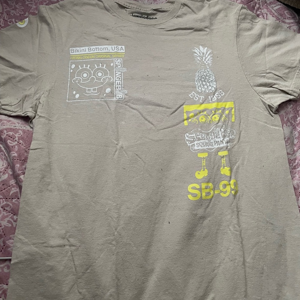SpongeBob SquarePants Tan and Yellow Short Sleeve Tee